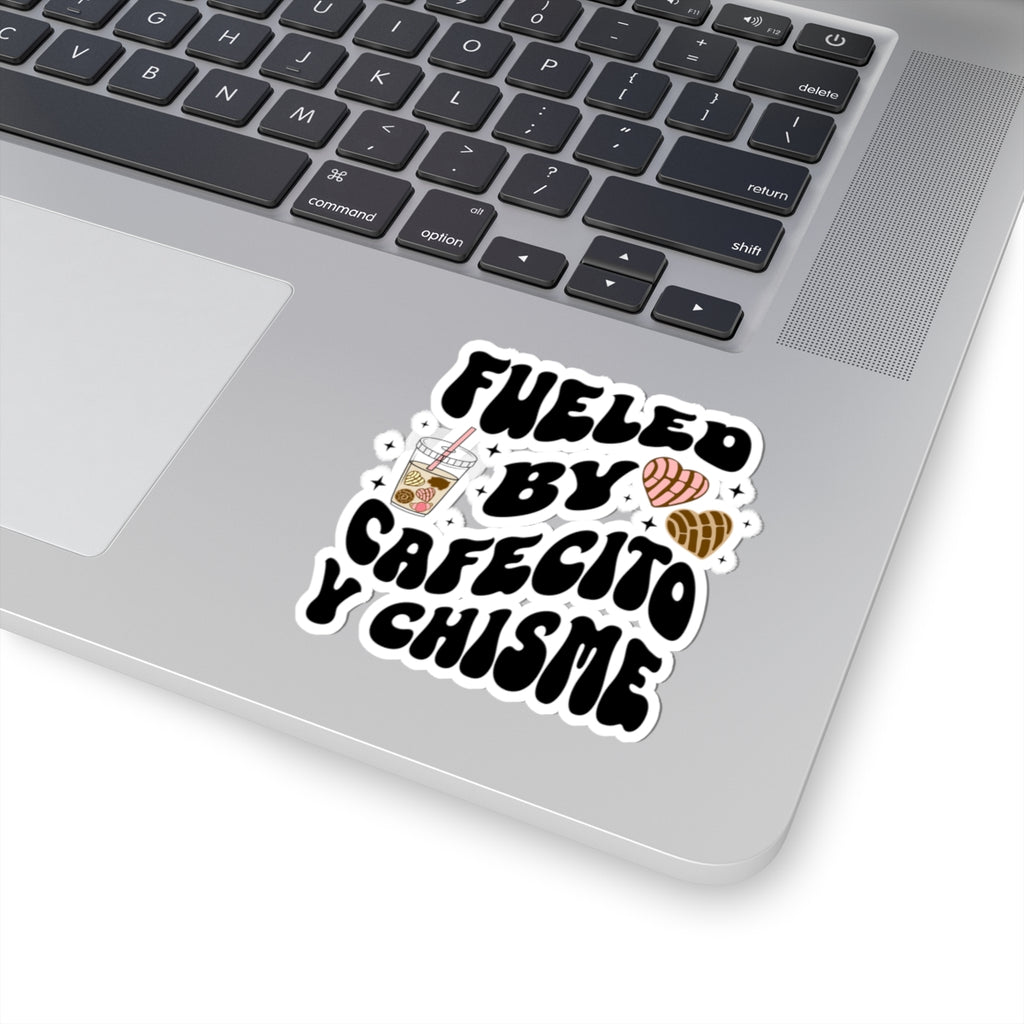 Fueled by Cafecito y Chisme Sticker — Spanish Coffee & Gossip Kiss-Cut Sticker