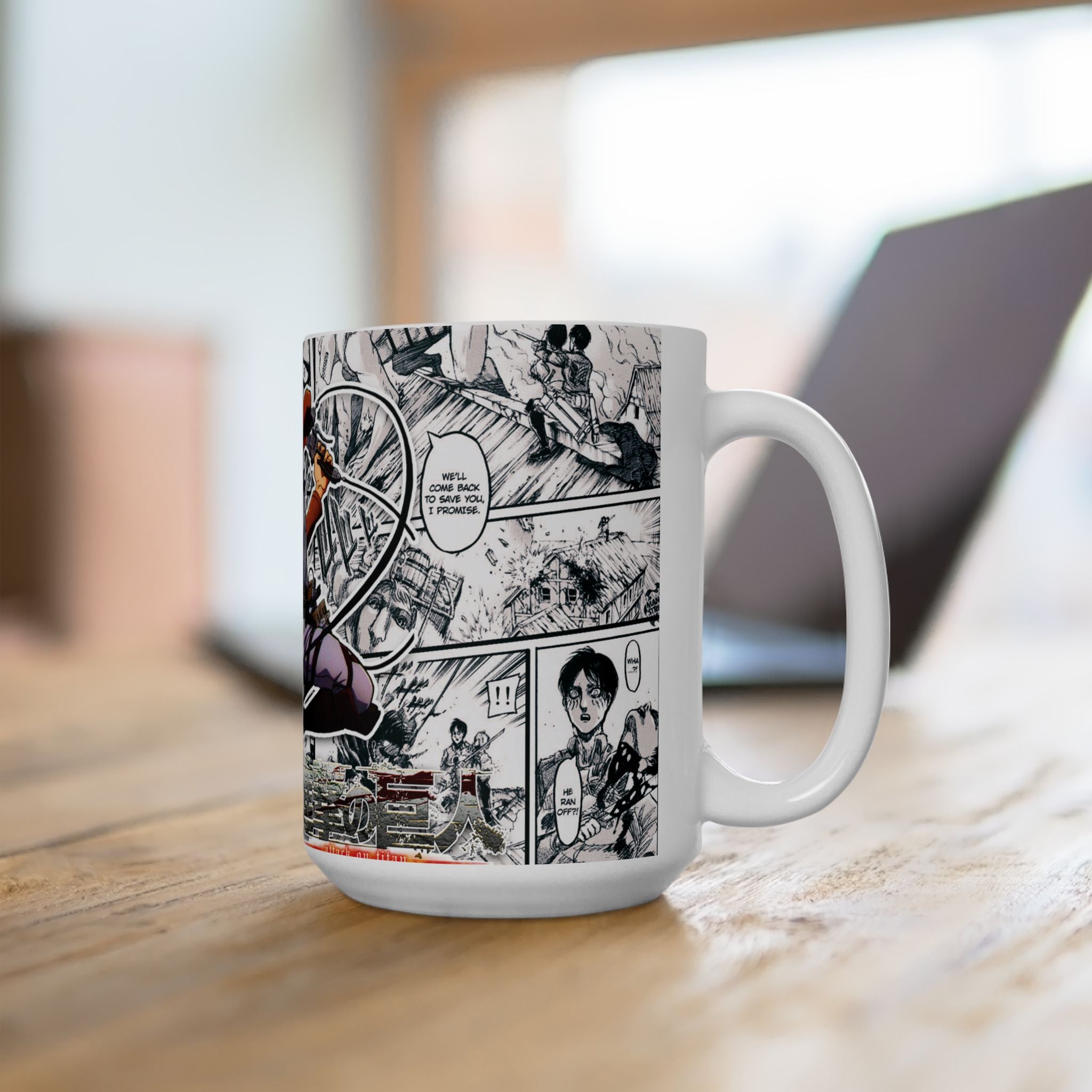 Anime Action Mug – Manga Panel Collage Ceramic Coffee Cup  15oz