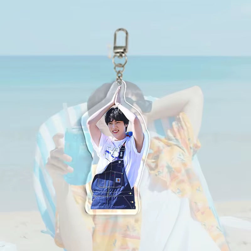 💜 BTS – Random Picked Jin Overalls Acrylic Keychain ✨