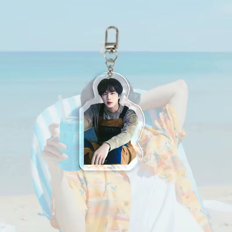 💜 BTS – Random Picked Jin Overalls Acrylic Keychain ✨