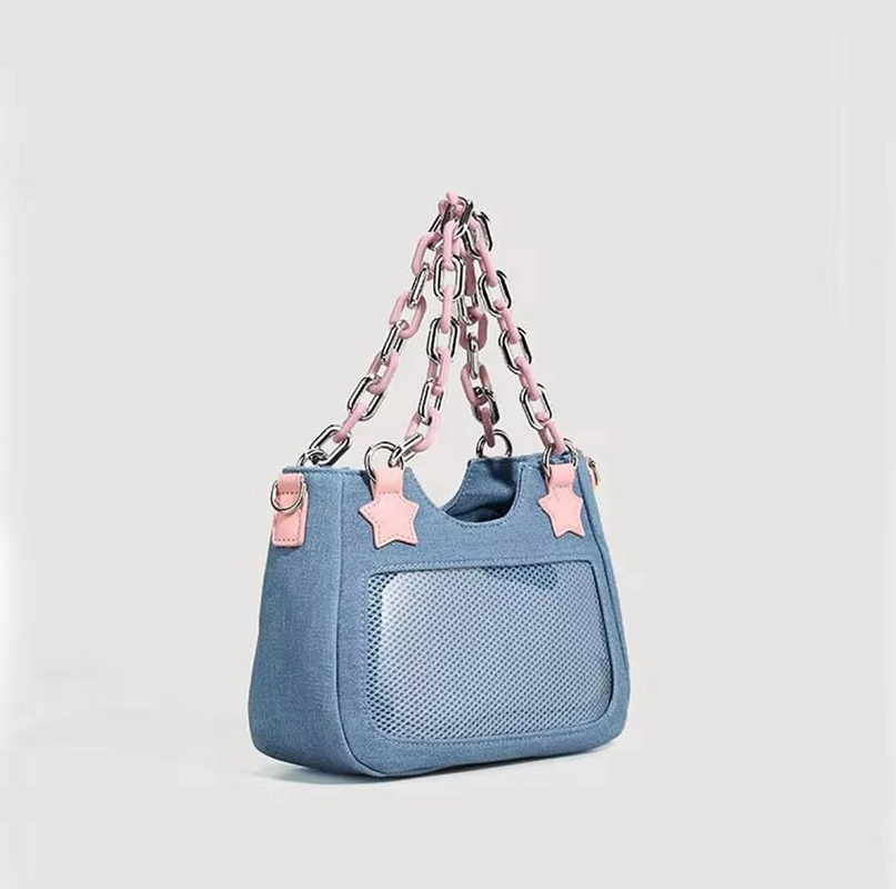 Denim Pink Star Shoulder Bag